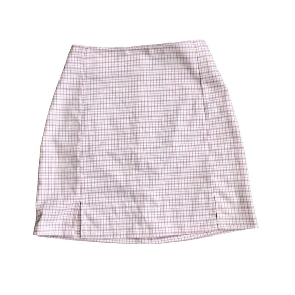 Brandy Melville Pink Gingham Plaid Mini Skirt - Picture 2 of 5